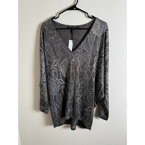 White House Black Market Gorgeous Gray Silver Pattern Women's Blouse M